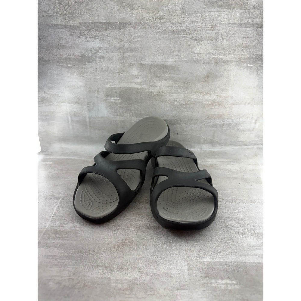 Crocs Meleen Twist Black Grey Dual Comfort Slide Sandals Women Size 9